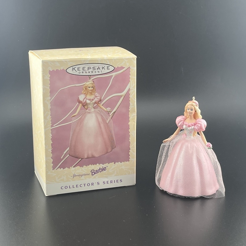 Hallmark Springtime Barbie Ornament 1996 2nd In Series Vintage Easter Pink Dress